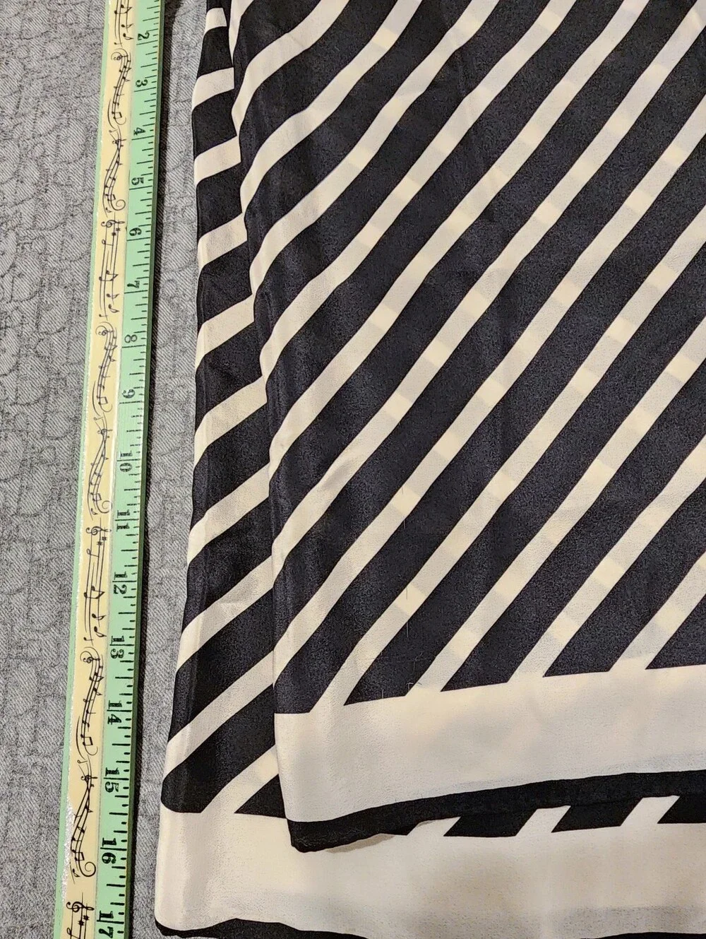 RODIER Vintage Black and Cream Striped Silk Scarf Large Square 32